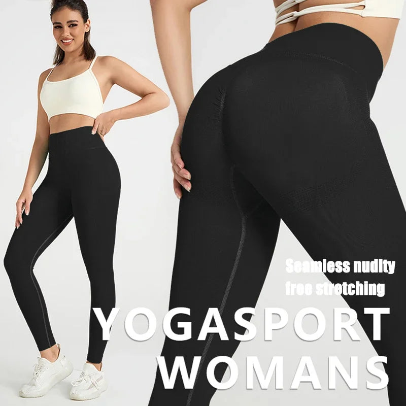 Women's Sports Yoga Leggings Seamless, high-waisted leggings with stretchy fabric that shapes the body and offers maximum comfort. Ideal for yoga, workouts, or everyday wear with style and practicality.