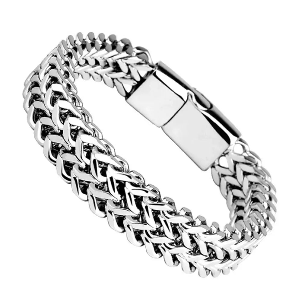 Men's Stainless Steel Bracelet Modern and durable, this stainless steel bracelet features a braided design, a secure magnetic clasp, and the perfect fit for everyday comfort and style.