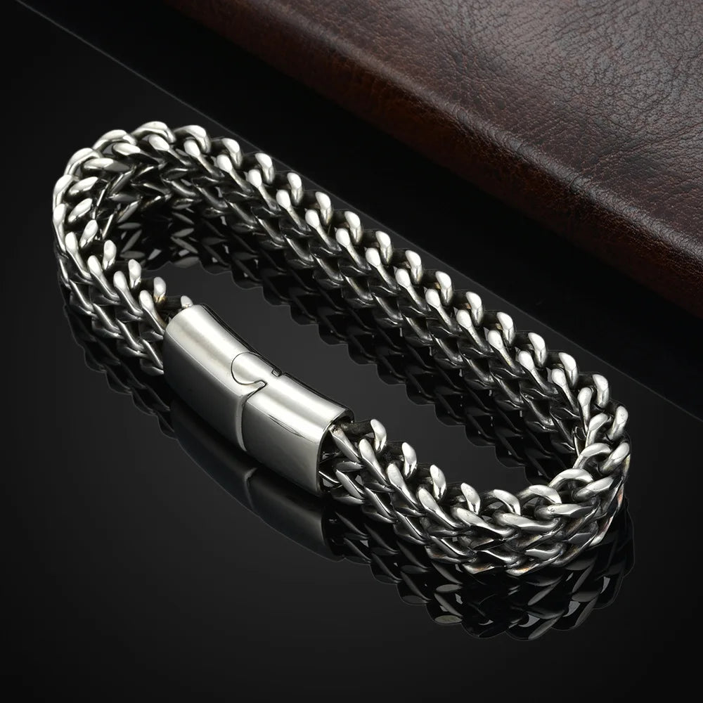 Men's Stainless Steel Bracelet Modern and durable, this stainless steel bracelet features a braided design, a secure magnetic clasp, and the perfect fit for everyday comfort and style.