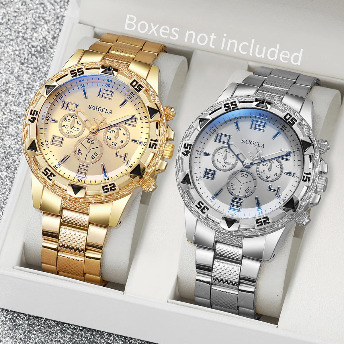 Luxury Gold Men's Watch With a sophisticated design and a gold-tone steel bracelet, this men's watch brings elegance and style to any occasion. Available with a blue or gold dial.