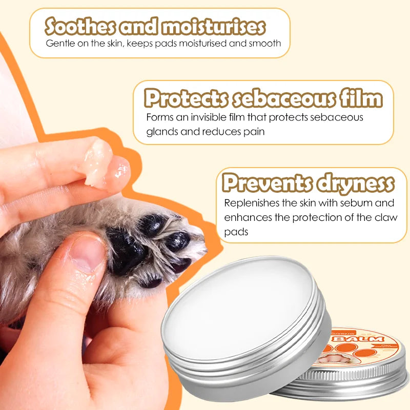 Natural moisturizing cream for dog paws, helps your pet feel more comfortable.