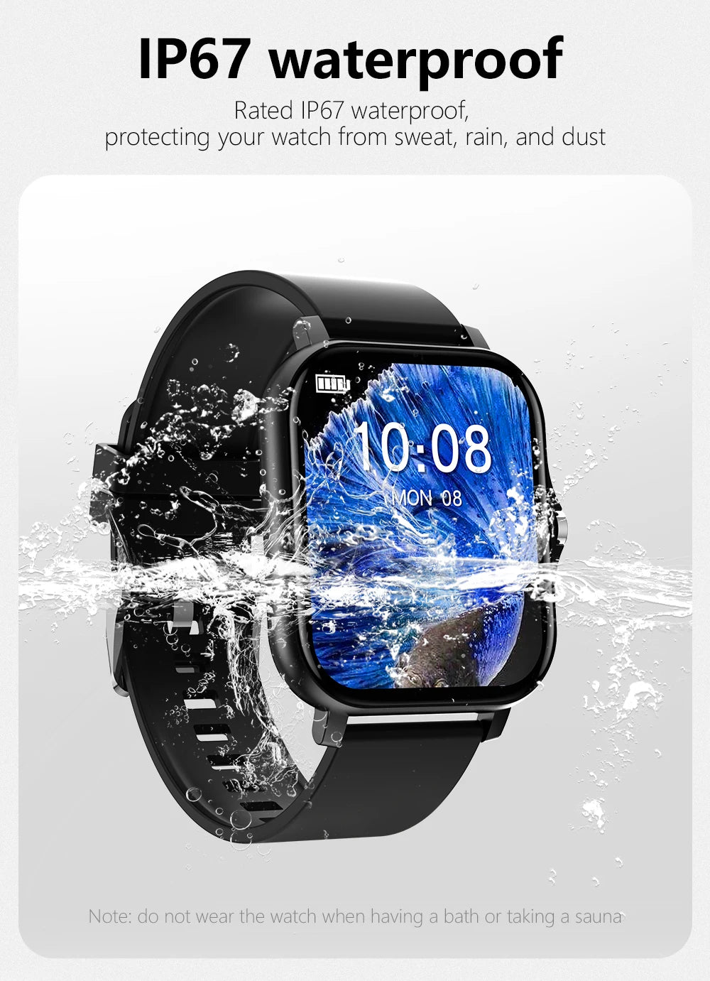 This modern smartwatch offers Bluetooth calling, music playback, and customizable watch faces. Ideal for those seeking practicality and style in their everyday lives, with colorful watch faces and smart features to make your routine easier.