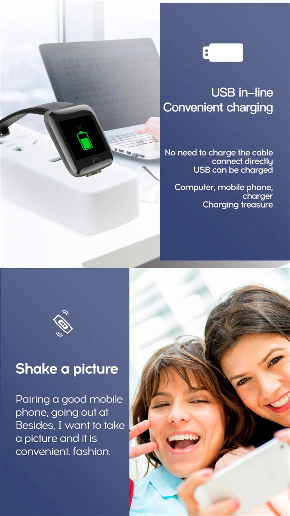 Smart Watch Men Women Wristwatch Message Fitness Tracker Electronic Watch for Android iOS