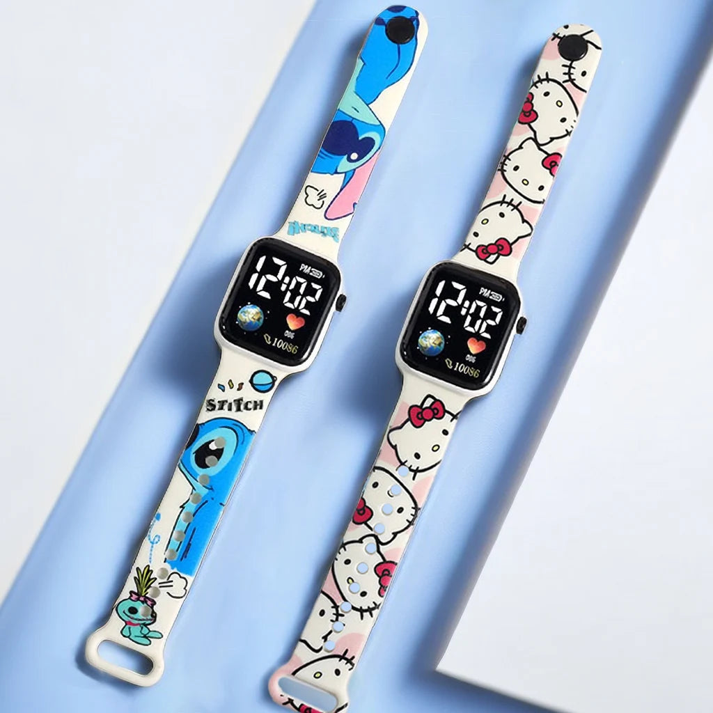 Printed Children's Watch Fun and stylish, this digital children's watch comes with a strap printed with cute characters, perfect for accompanying children's daily lives with lots of color and joy.