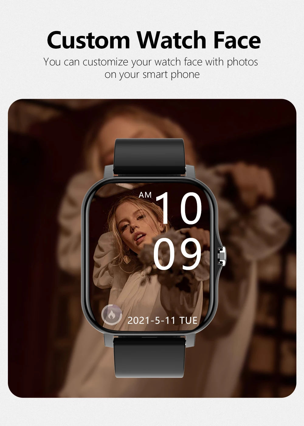 This modern smartwatch offers Bluetooth calling, music playback, and customizable watch faces. Ideal for those seeking practicality and style in their everyday lives, with colorful watch faces and smart features to make your routine easier.
