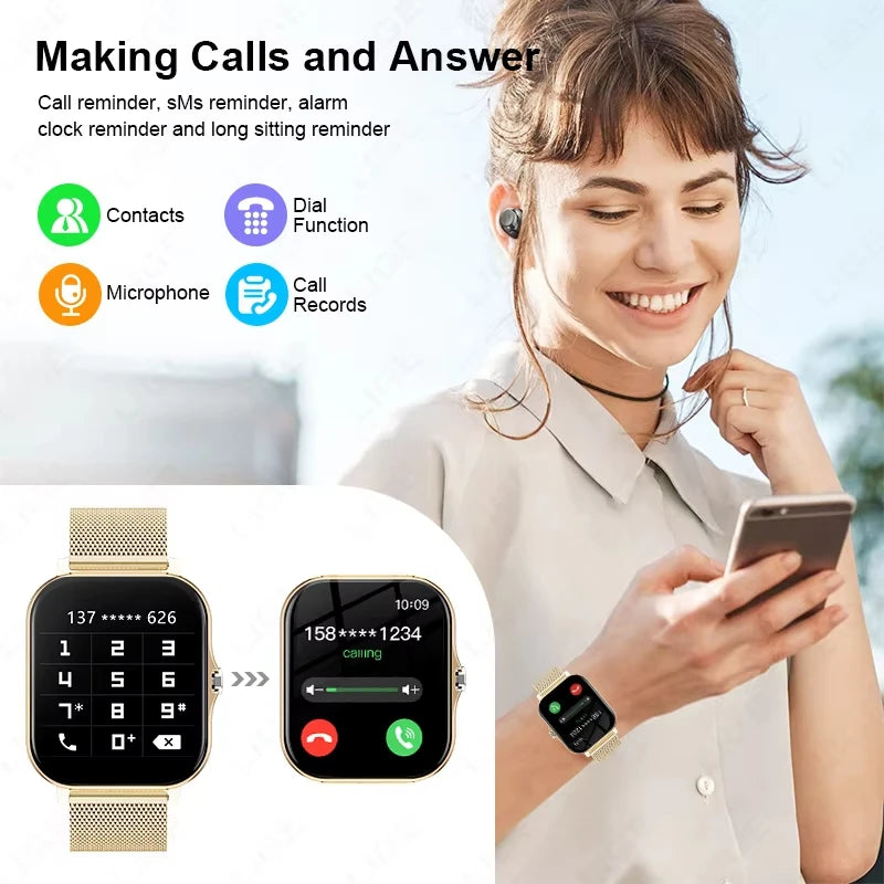 2025 Smart Watch Men Women 2.01 Inch HD Screen Answer Call Message View Sport Modes