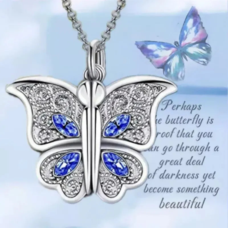 Butterfly Necklace with "I LOVE YOU" Pendant Besides its unique beauty, the pendant opens to reveal a heart with the special message "I LOVE YOU," making it the perfect gift for someone special.