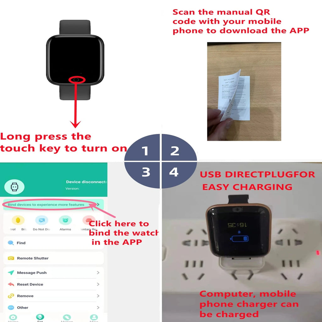 Smart Watch Men Women Wristwatch Message Fitness Tracker Electronic Watch for Android iOS