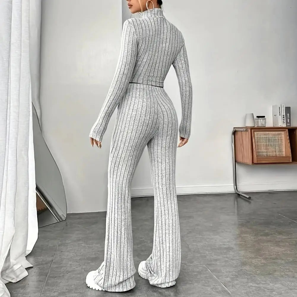 Women's Autumn Winter 2 Piece Set/ Tops and Pants, Turtleneck Long Sleeves, Slim Fit, Sweatpants Set, Casual Sportswear