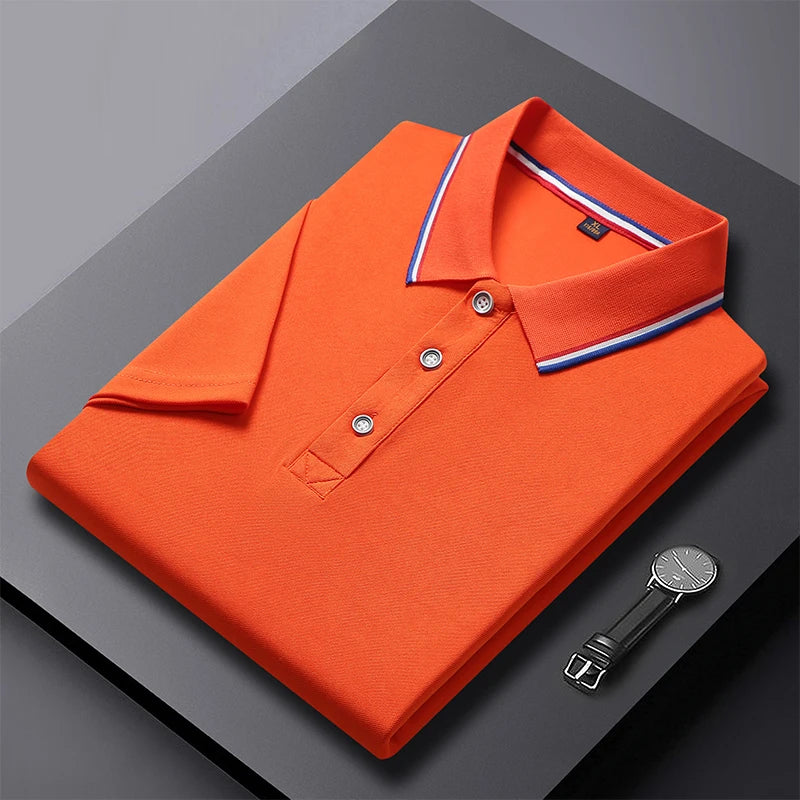 Men's Polo Shirt Men's polo shirt with a classic collar and striped details. Made from lightweight, comfortable fabric, perfect for a stylish, modern everyday look.