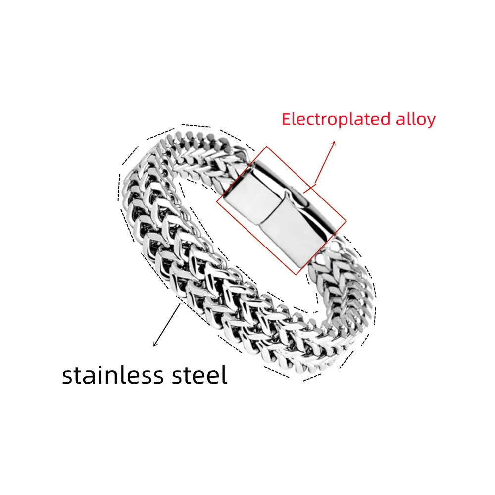 Men's Stainless Steel Bracelet Modern and durable, this stainless steel bracelet features a braided design, a secure magnetic clasp, and the perfect fit for everyday comfort and style.